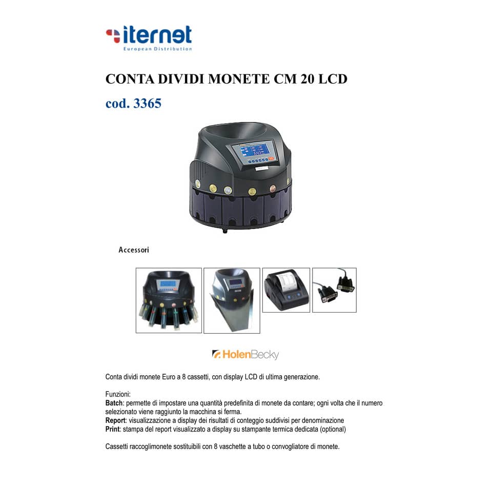 Conta dividi monete Holenburg CM 20 LCD nero 8 cassetti 3365