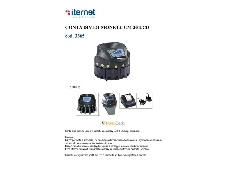 Conta dividi monete Holenburg CM 20 LCD nero 8 cassetti 3365