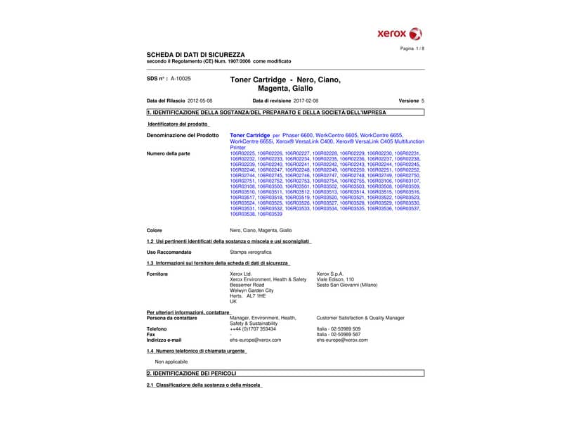 Toner alta capacità Xerox magenta  106R02230