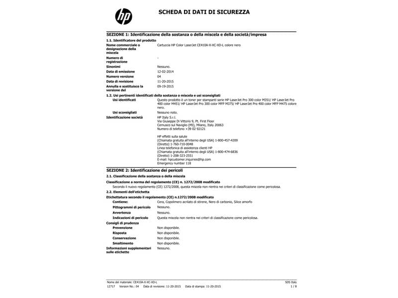 Toner 305A HP nero  CE410A