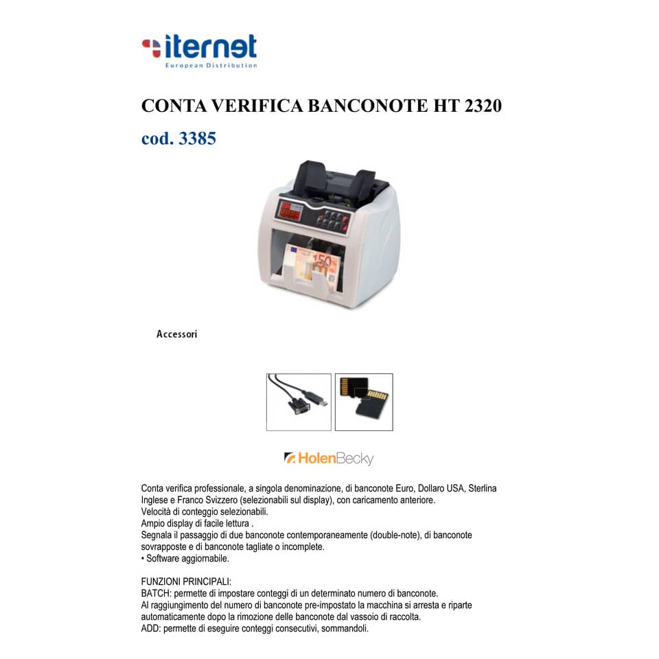 Conta-verifica banconote HolenBecky HT 2320 bianco EURO, USD, GBP, CHF 3385