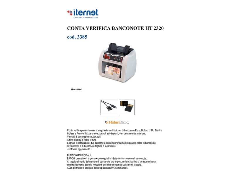 Conta-verifica banconote HolenBecky HT 2320 bianco EURO, USD, GBP, CHF 3385