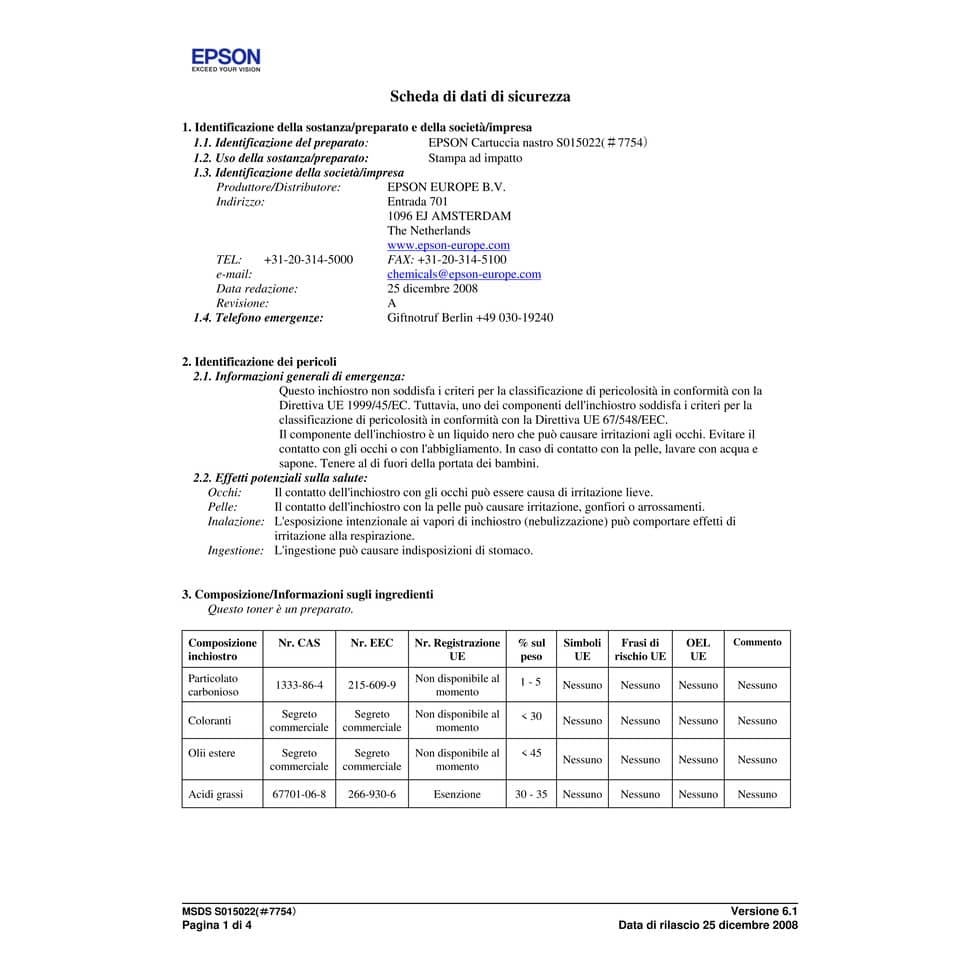 Nastro Epson nero  C13S015022