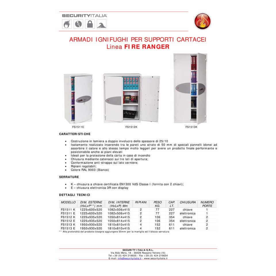 Armadio di sicurezza Phoenix bianco - Ral 9003 con serratura elettronica. 611 lt. - FS 1513 E