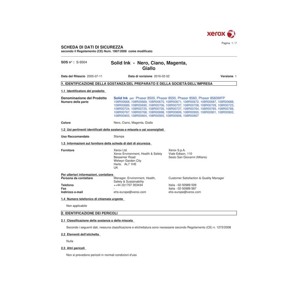 Stick solid ink Xerox magenta  Conf. 3 - 108R00724