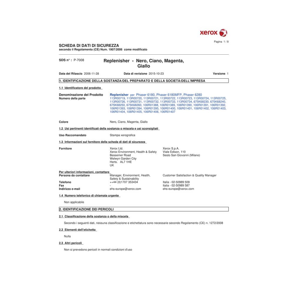 Toner standard Xerox nero  106R01391