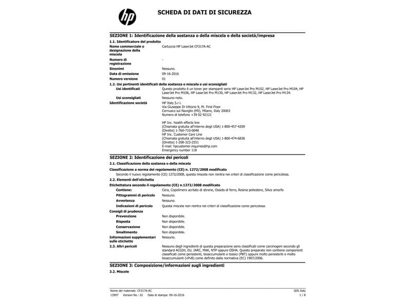 Toner 17A HP nero  CF217A