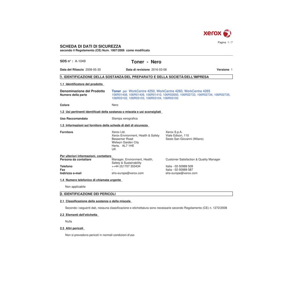 Toner Xerox nero  106R01409