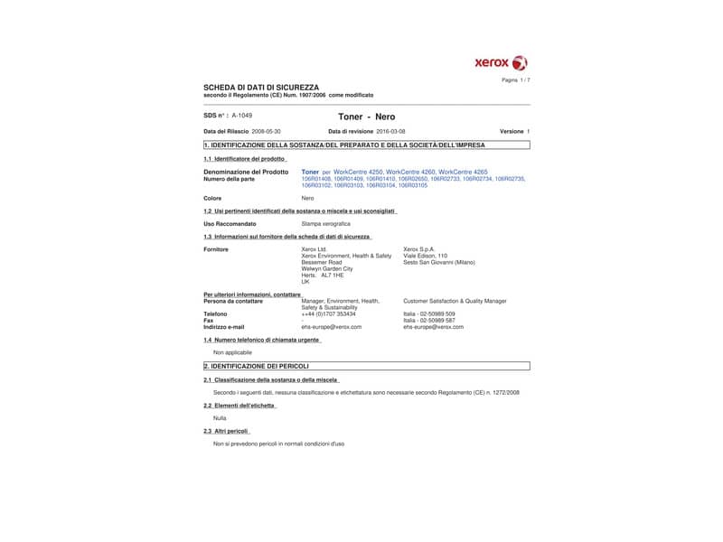 Toner Xerox nero  106R01409