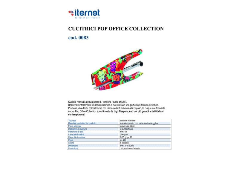 Cucitrice manuale a pinza POP OFFICE COLLECTION acciaio cromato fantasia MARYLIN passo 6 - 0083