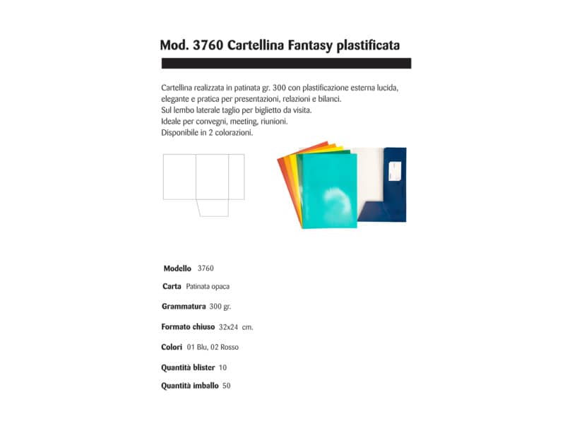Cartelline a 2 lembi 4Mat 32x24 cm in cartoncino plastificato 300 g/m² blu conf. da 10 pezzi - 3760 01
