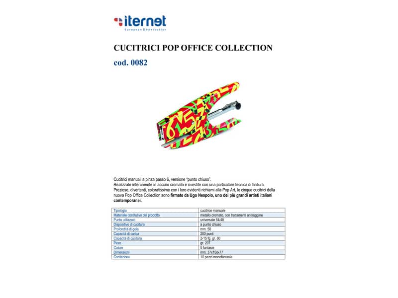 Cucitrice manuale a pinza POP OFFICE COLLECTION acciaio cromato fantasia NUMBERS passo 6 - 0082