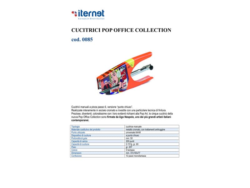 Cucitrice manuale a pinza POP OFFICE COLLECTION acciaio cromato POP FANTASY passo 6