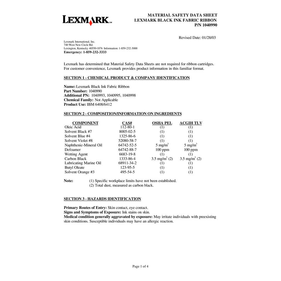 Nastro Lexmark nero  1040990