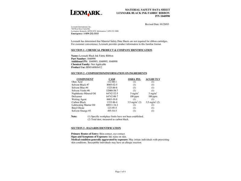 Nastro Lexmark nero  1040990