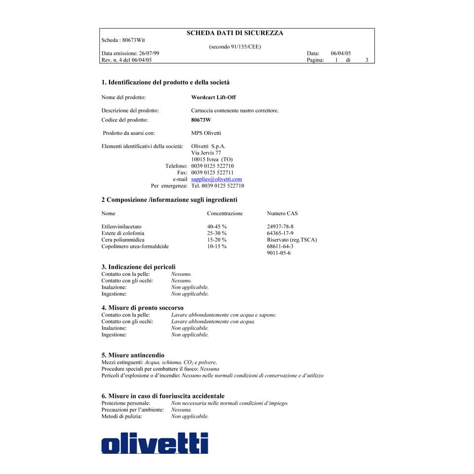 Nastro lift-off Olivetti  80673
