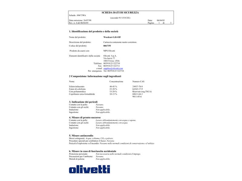 Nastro lift-off Olivetti  80673
