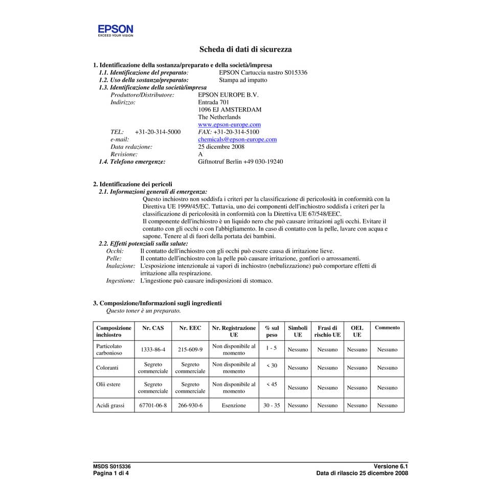 Nastro Epson nero  C13S015336