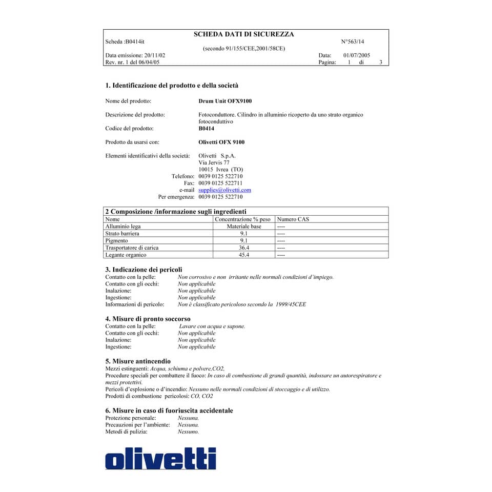 Tamburo 9100 Olivetti  B0414