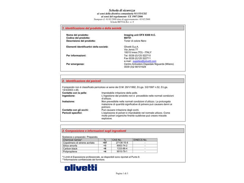 Unità immagine alta capacità Olivetti  B0751