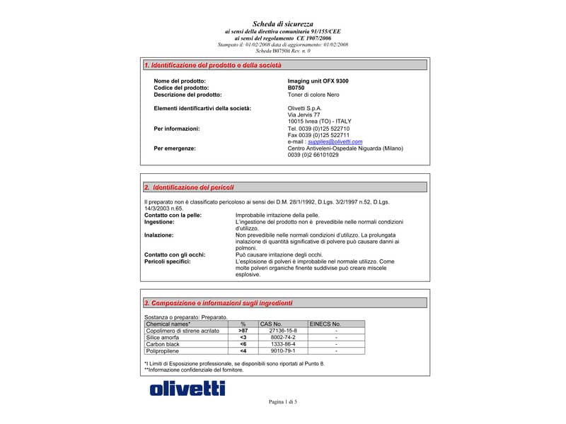 Unità immagine Olivetti  B0750