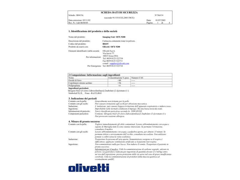 Unità immagine Olivetti  B0415