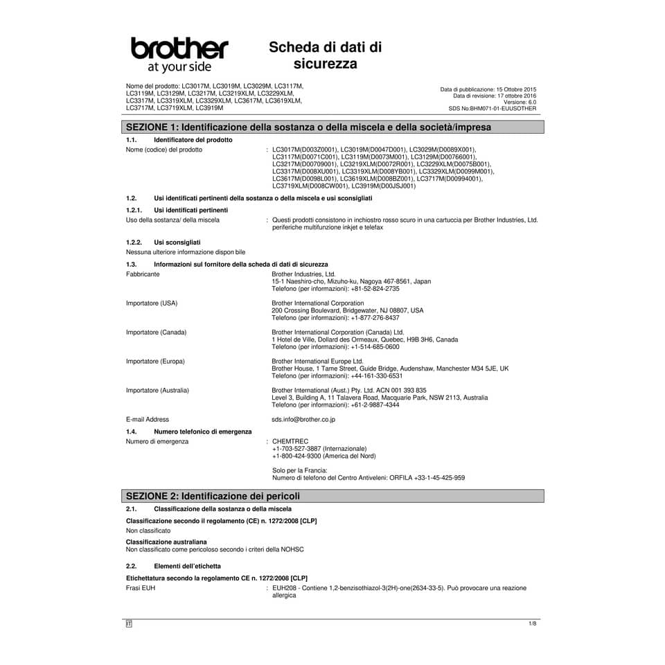 Cartuccia inkjet alta resa Brother magenta LC-3219XLM