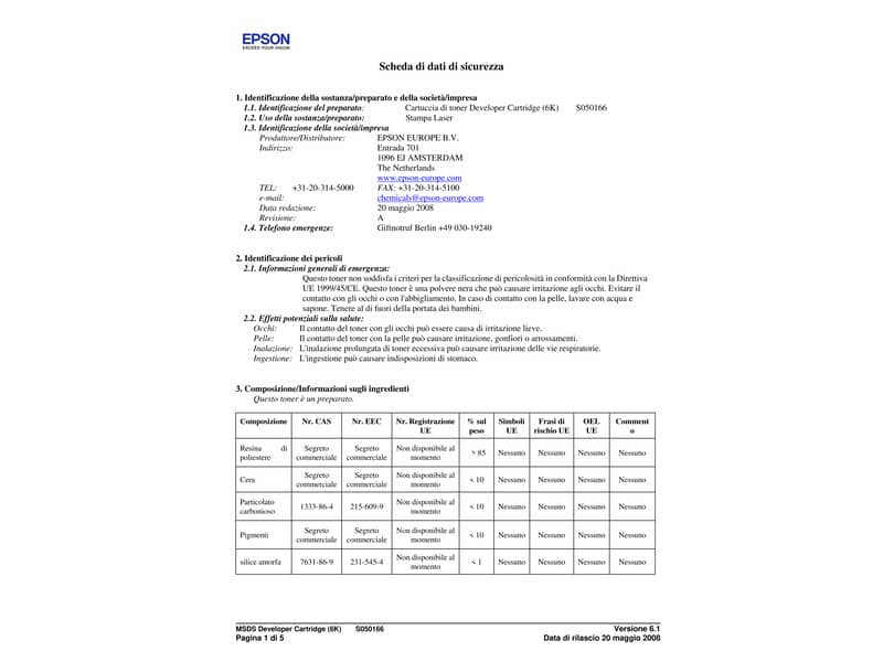 Developer Epson nero  C13S050166
