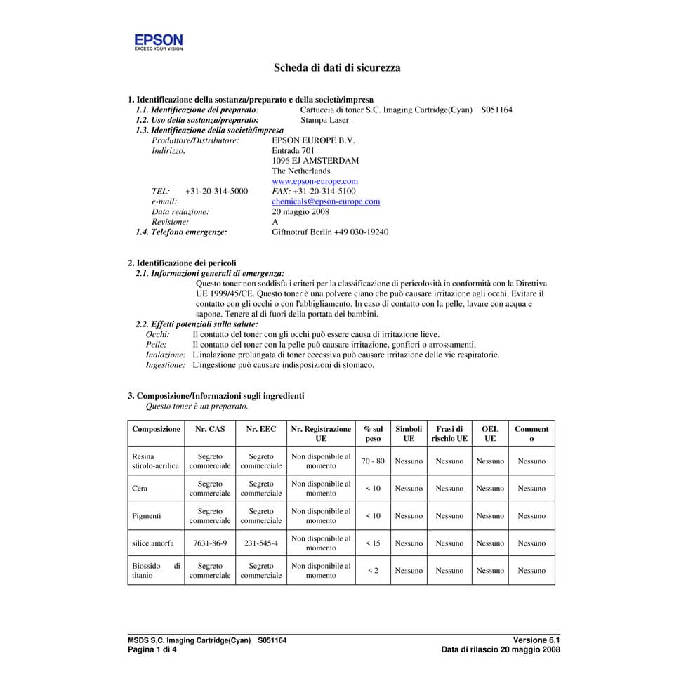 Unità immagine 1164 Epson ciano  C13S051164