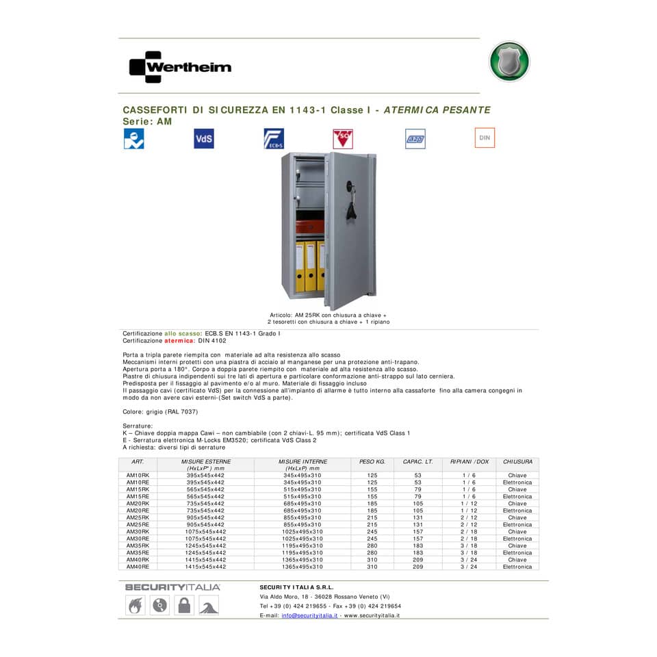 Serratura elettronica Wertheim 6 cifre con 1 manager + 1 utente time delay programmabile - EM3520