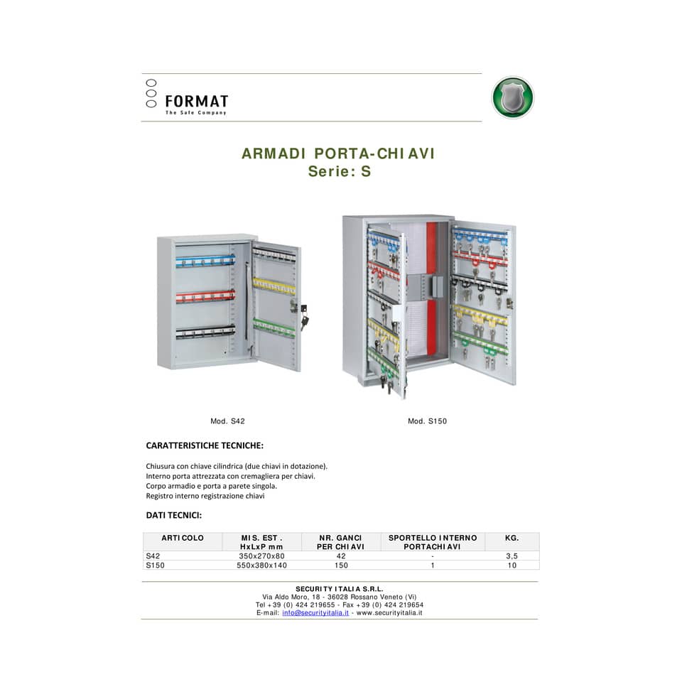 Cassetta porta chiavi Format grigio chiaro con 42 ganci S 42