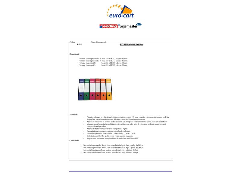 Registratore commerciale TOPToo con custodia dorso 8 cm giallo 23x30 cm - RMU8GI