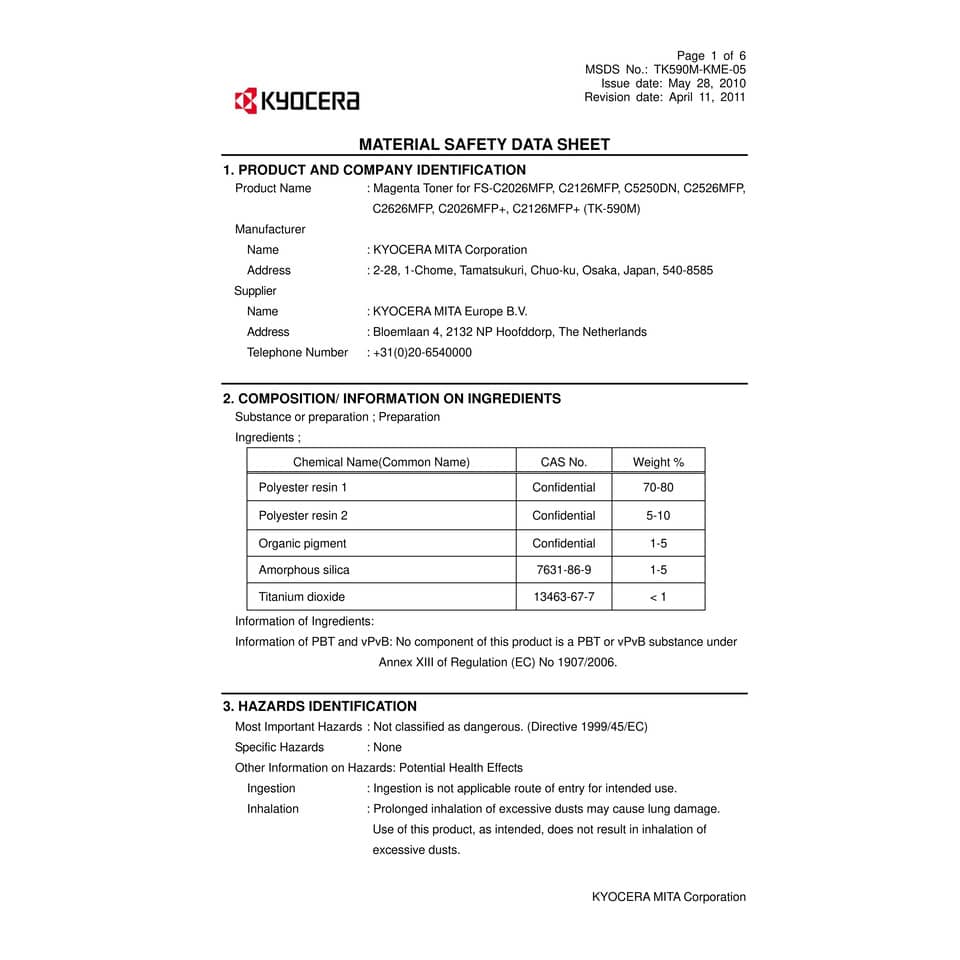 Toner TK-590M Kyocera-Mita magenta  1T02KVBNL0