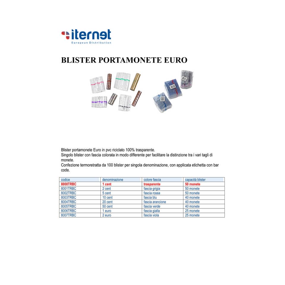 Blister per monete HolenBecky 1 cent capacità 50 monete plastica trasparente confezione da 100 blister - 8000TRBC