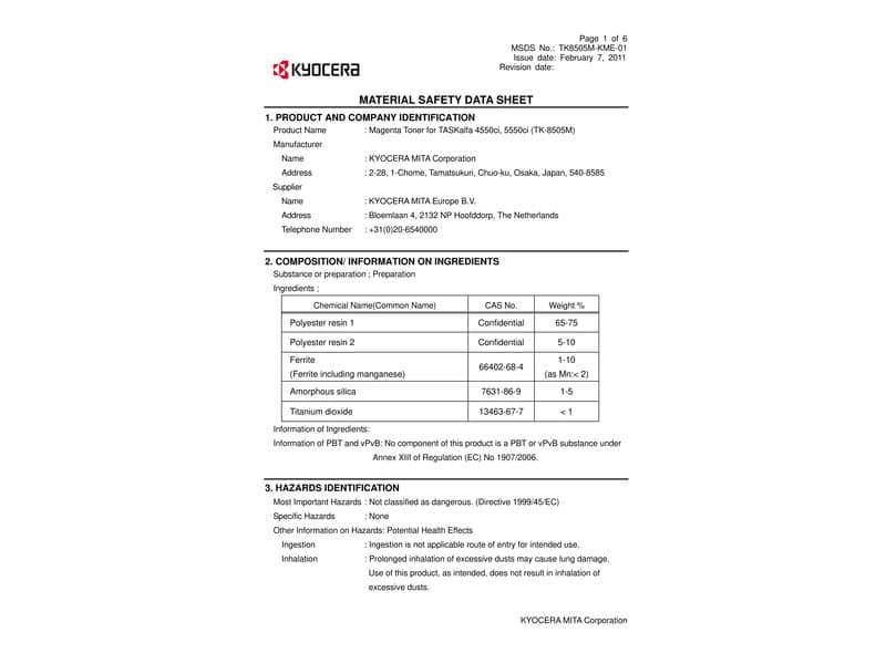 Toner TK-8505M Kyocera-Mita magenta  1T02LCBNL0