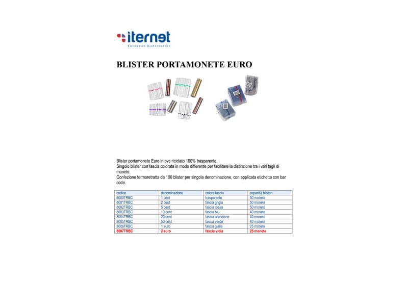 Blister per monete HolenBecky 2 euro capacità 25 monete plastica trasparente confezione da 100 blister - 8007TRBC