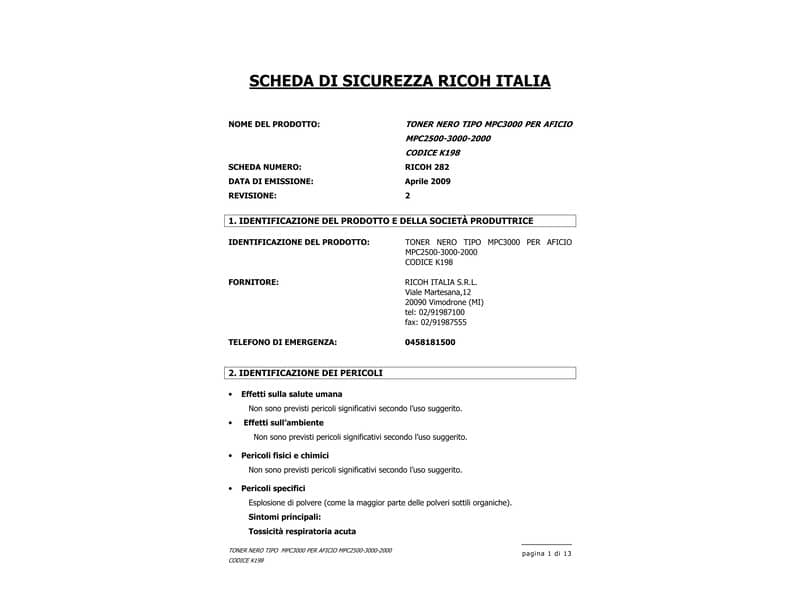 Toner MPC3000E Ricoh nero  884946