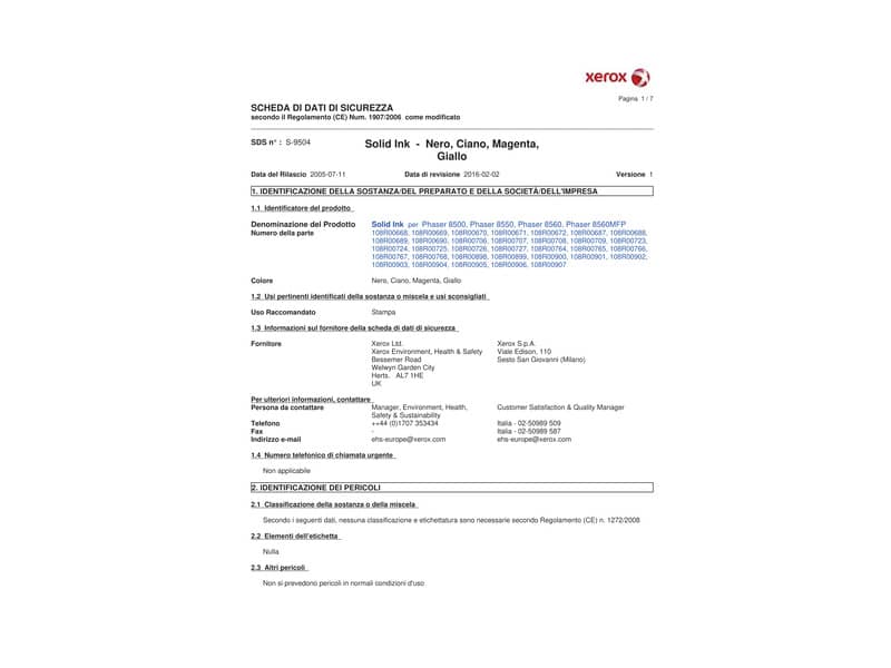 Stick solid ink Xerox ciano  Conf. 3 - 108R00723