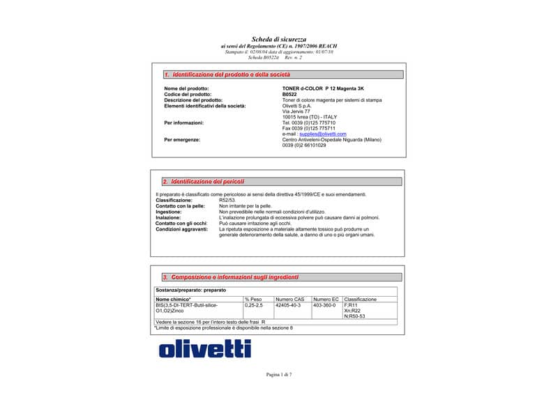 Toner Olivetti magenta  B0522