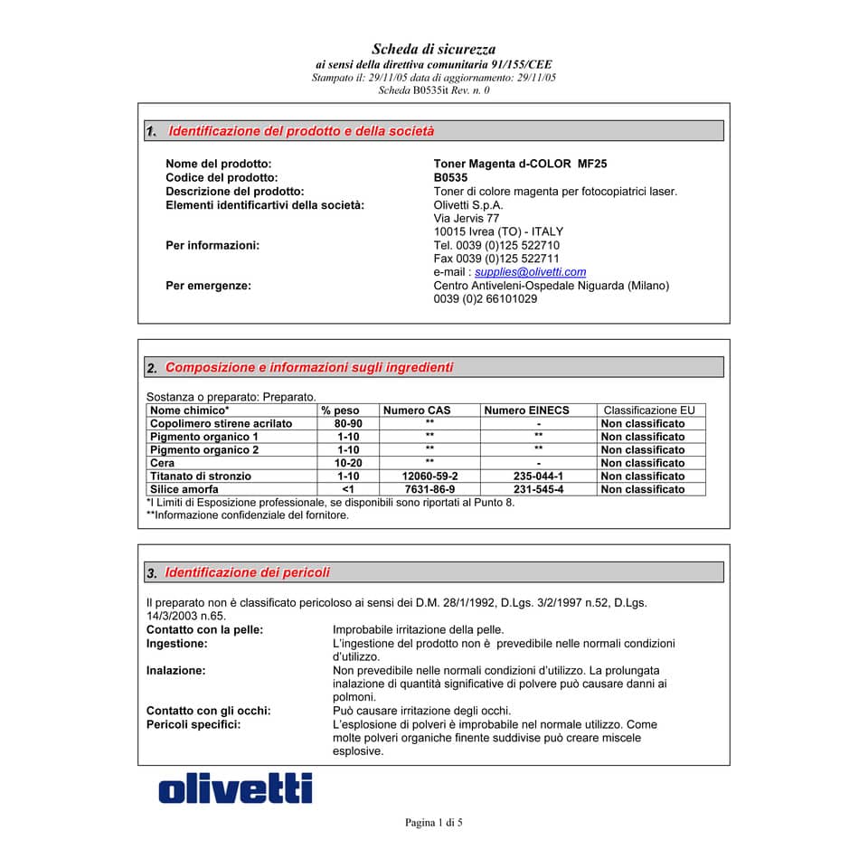 Toner Olivetti magenta  B0535