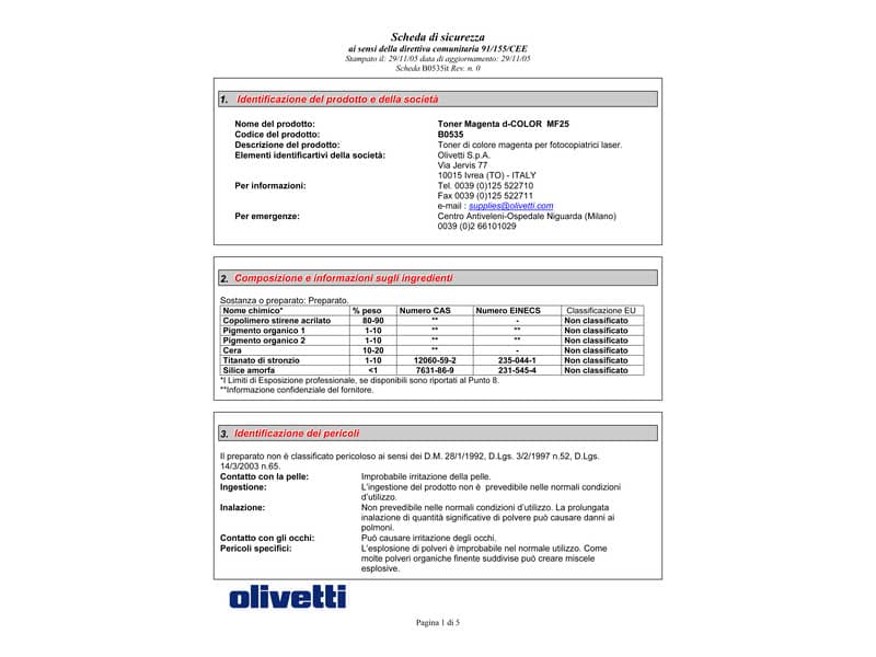 Toner Olivetti magenta  B0535