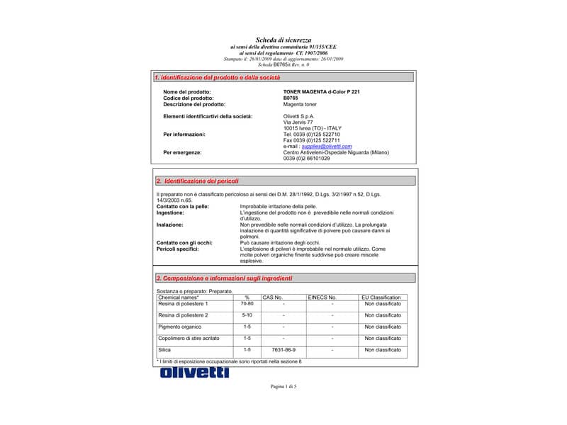 Toner TK-540M Olivetti magenta  B0765