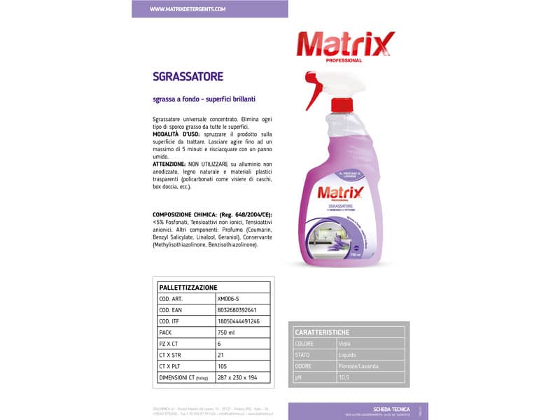 Sgrassatore Matrix 750 ml  XM006-S