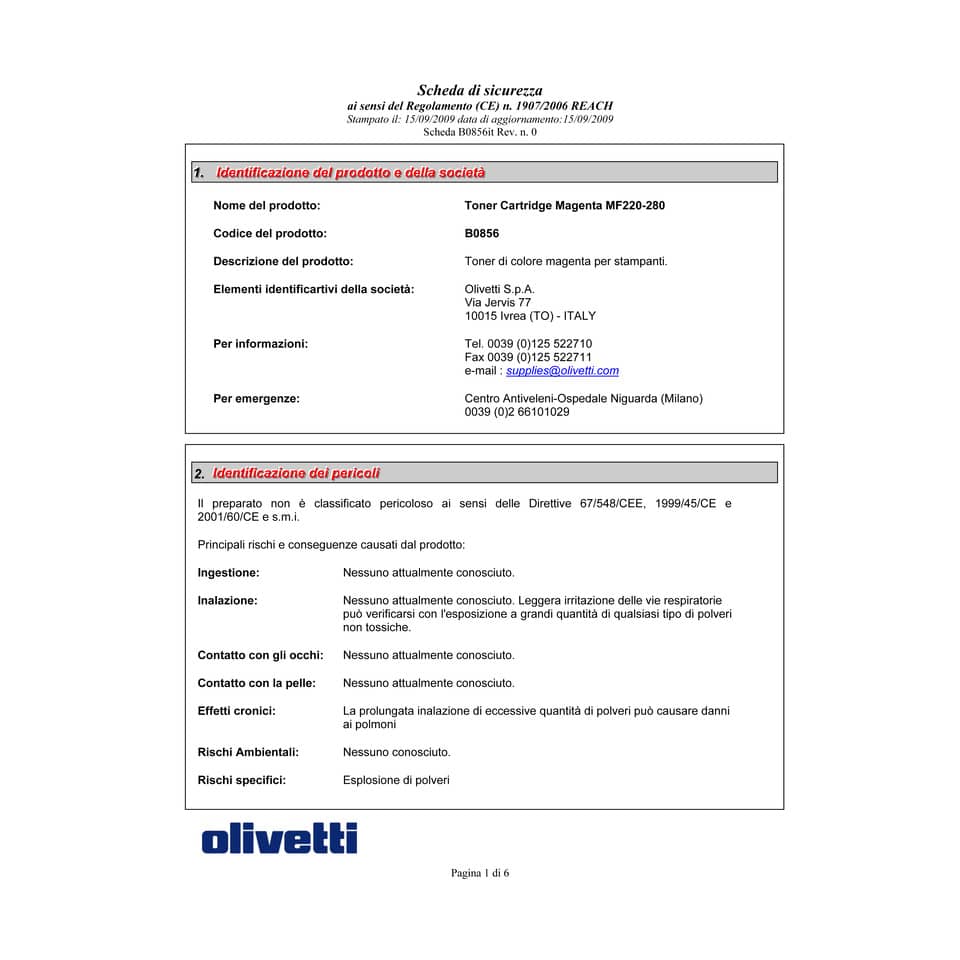 Toner Olivetti magenta  B0856