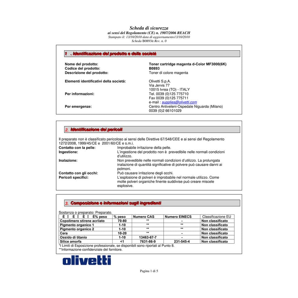 Toner Olivetti magenta  B0893