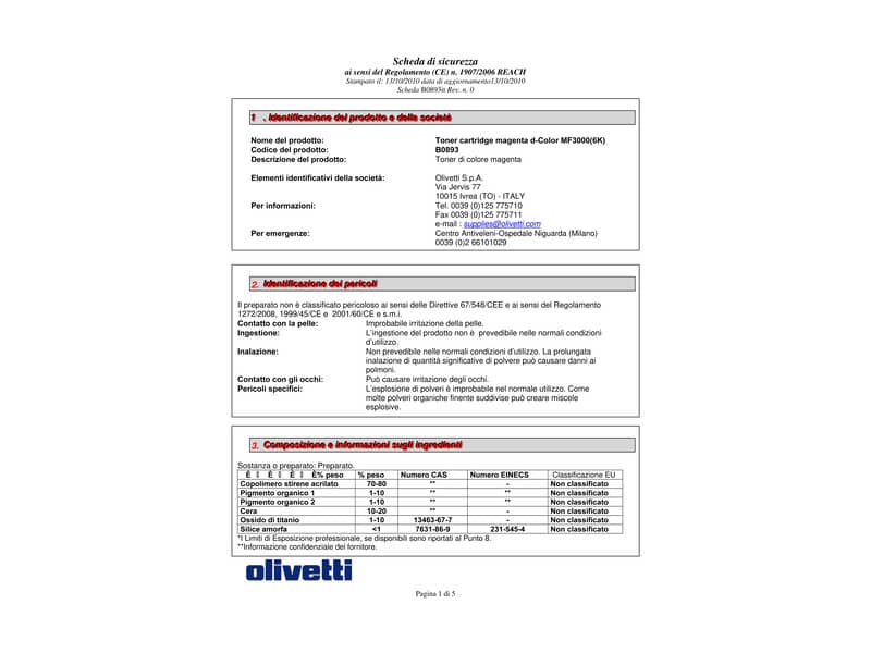 Toner Olivetti magenta  B0893
