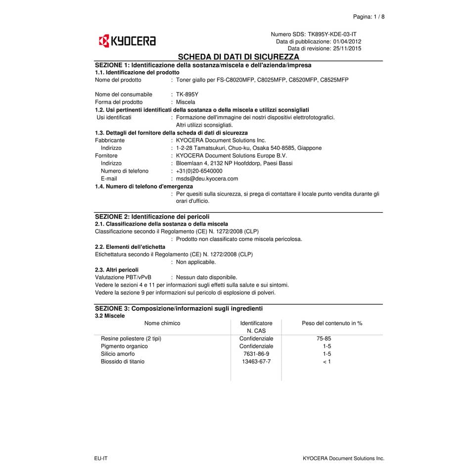 Toner TK-895Y Kyocera-Mita giallo  1T02K0ANL0