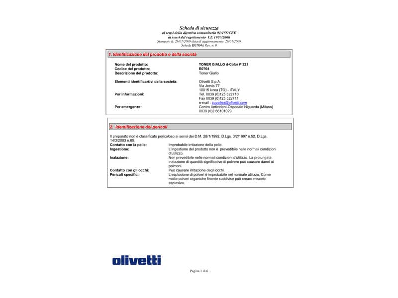 Toner TK-540Y Olivetti giallo  B0764