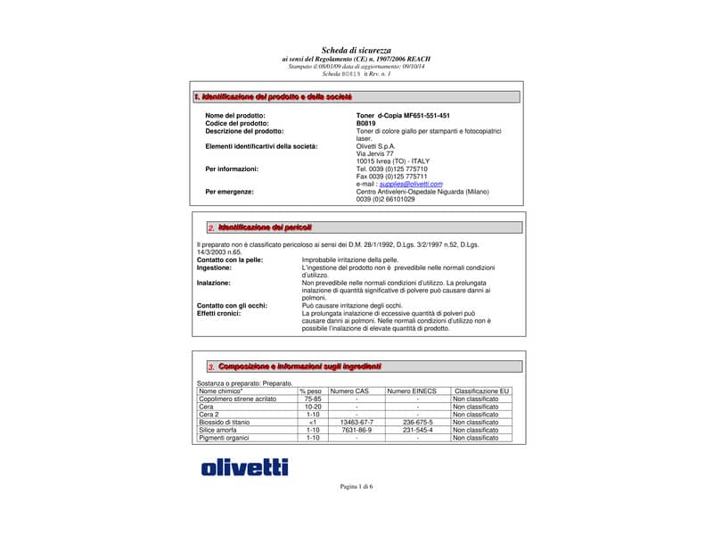 Toner Olivetti giallo  B0819