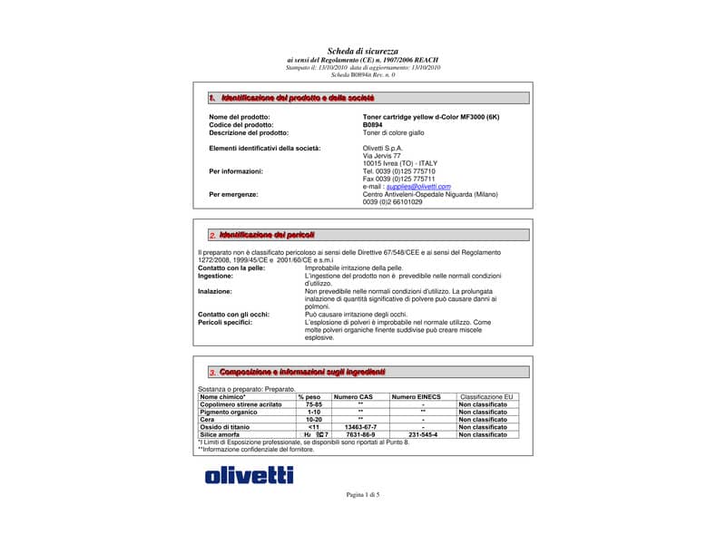 Toner Olivetti giallo  B0894